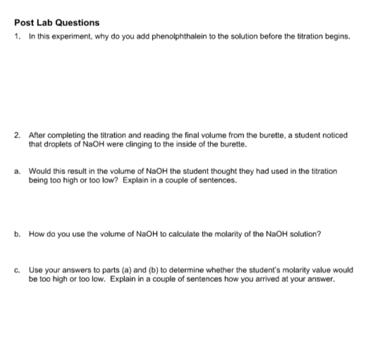 Solved Standardization by Titration Molar Concentration of | Chegg.com