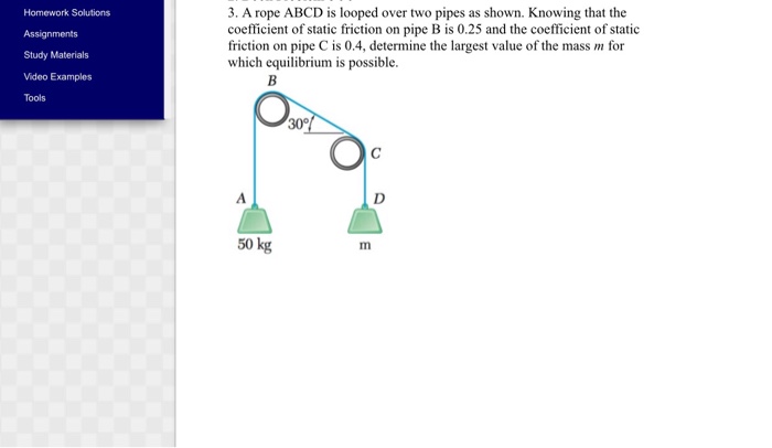 Solved A rope ABCD is looped over two pipes as shown. | Chegg.com