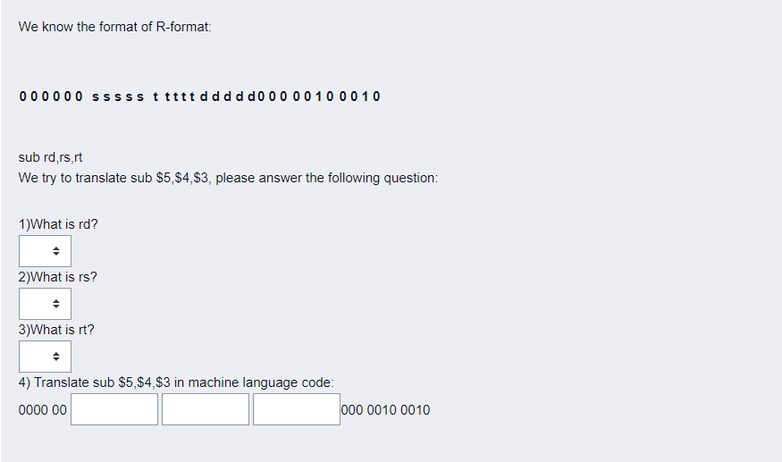 Solved We know the format of R-format: 000000 sssssttttt d d | Chegg.com