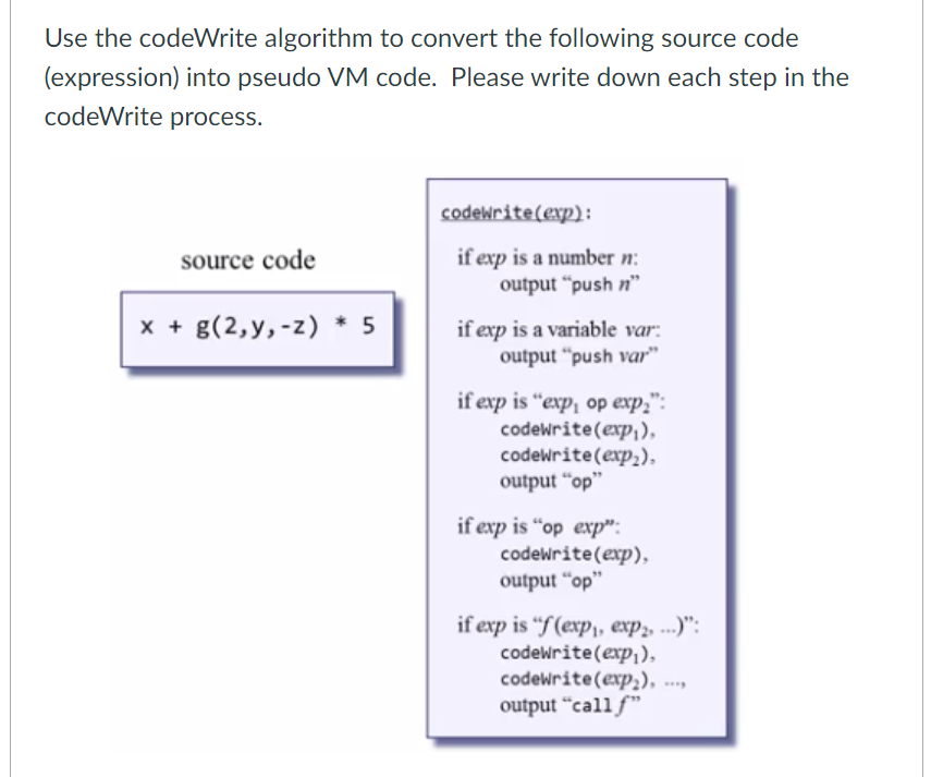 Use the codeWrite algorithm to convert the following | Chegg.com