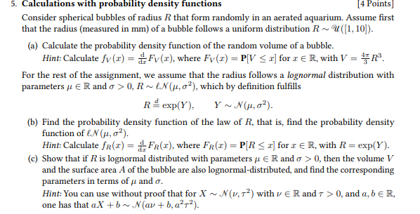 Solved 5. Calculations with probability density functions [4 | Chegg.com