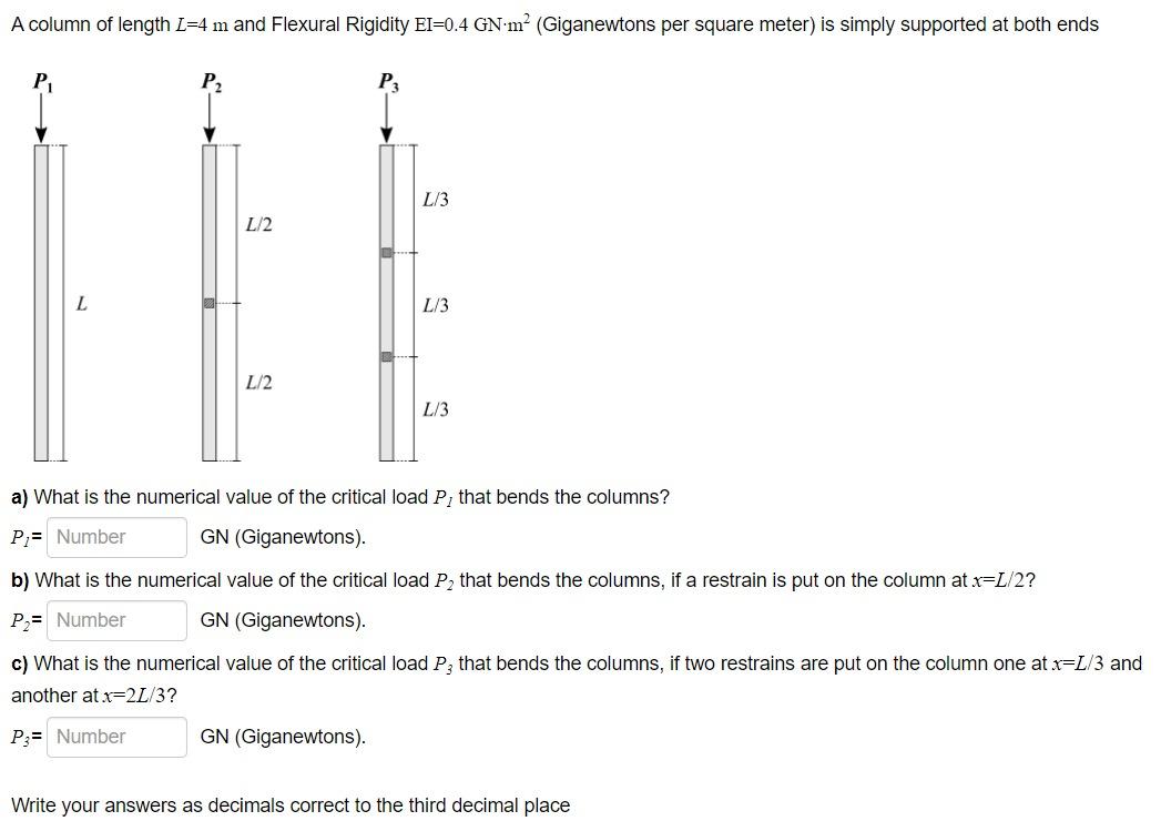 Solved A column of length L=4 m and Flexural Rigidity | Chegg.com