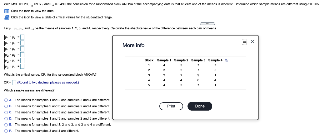 Solved different. Determine which sample means are different | Chegg.com