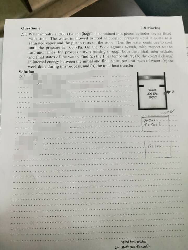 Solved (10 Marks) Question 2 2.I. Water initially at 200 kPa | Chegg.com