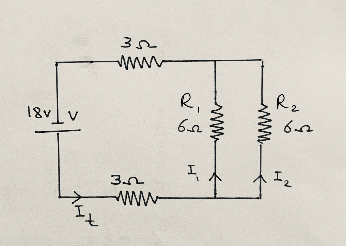 Solved For the circuit shown below , find It,I1,I2,P1 and | Chegg.com