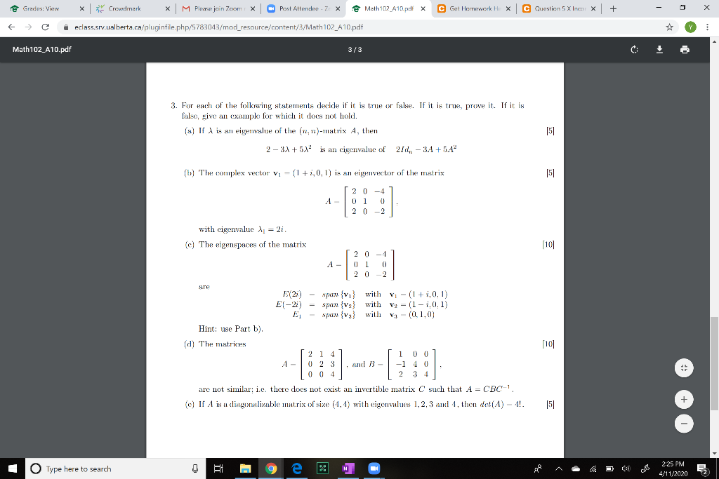 Solved 3 For Each Of The Following Statements Decide If Chegg Com