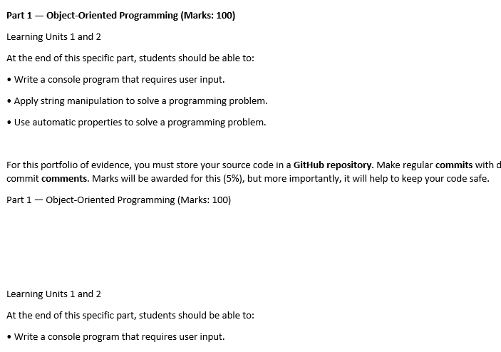 Solved Part 1 - Object-Oriented Programming (Marks: 100) | Chegg.com