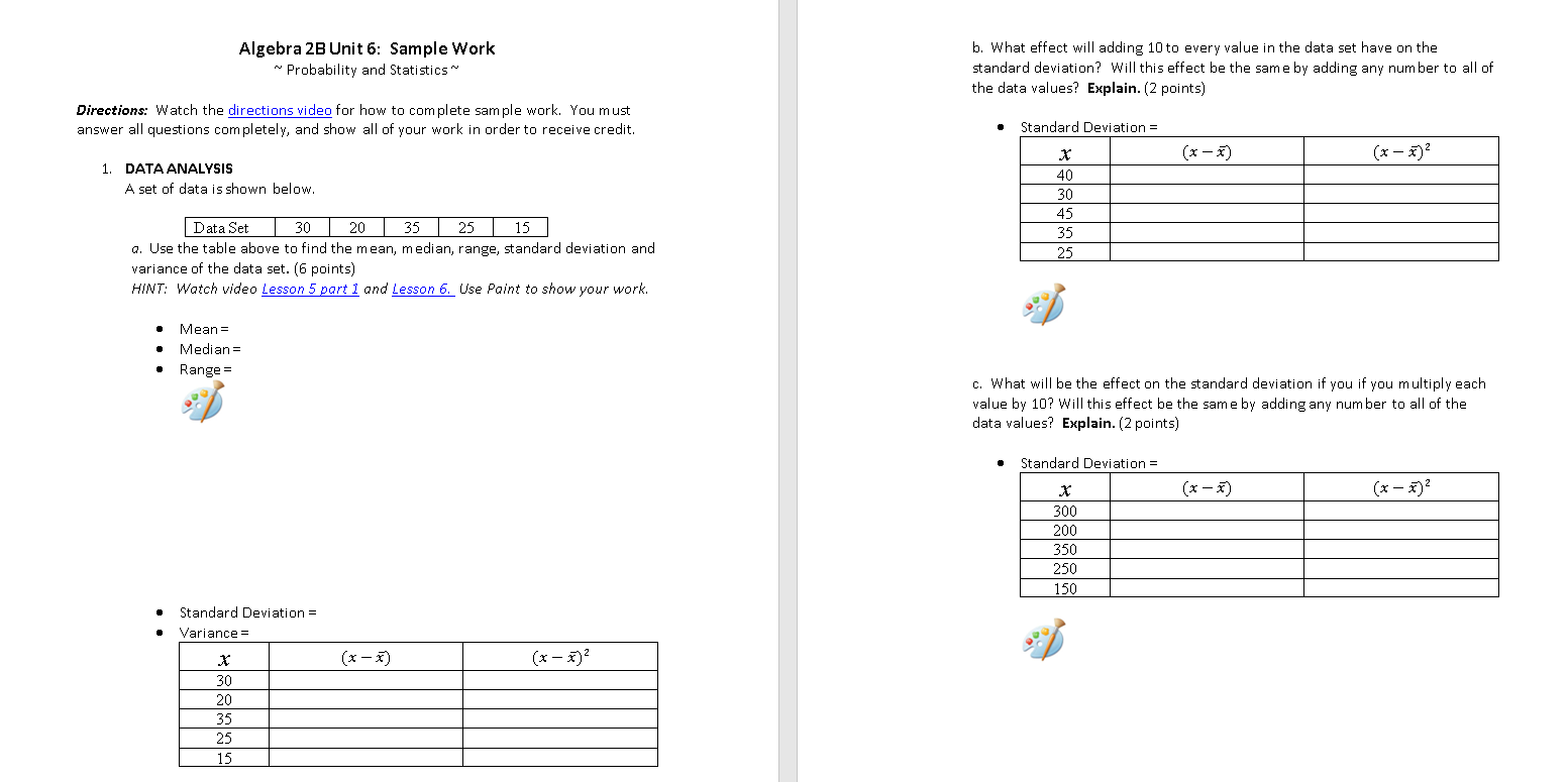 Solved Algebra 2B Unit 6 Sample Work Probability And Chegg