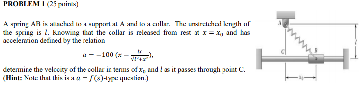 Solved PROBLEM 1 (25 points) A spring AB is attached to a | Chegg.com