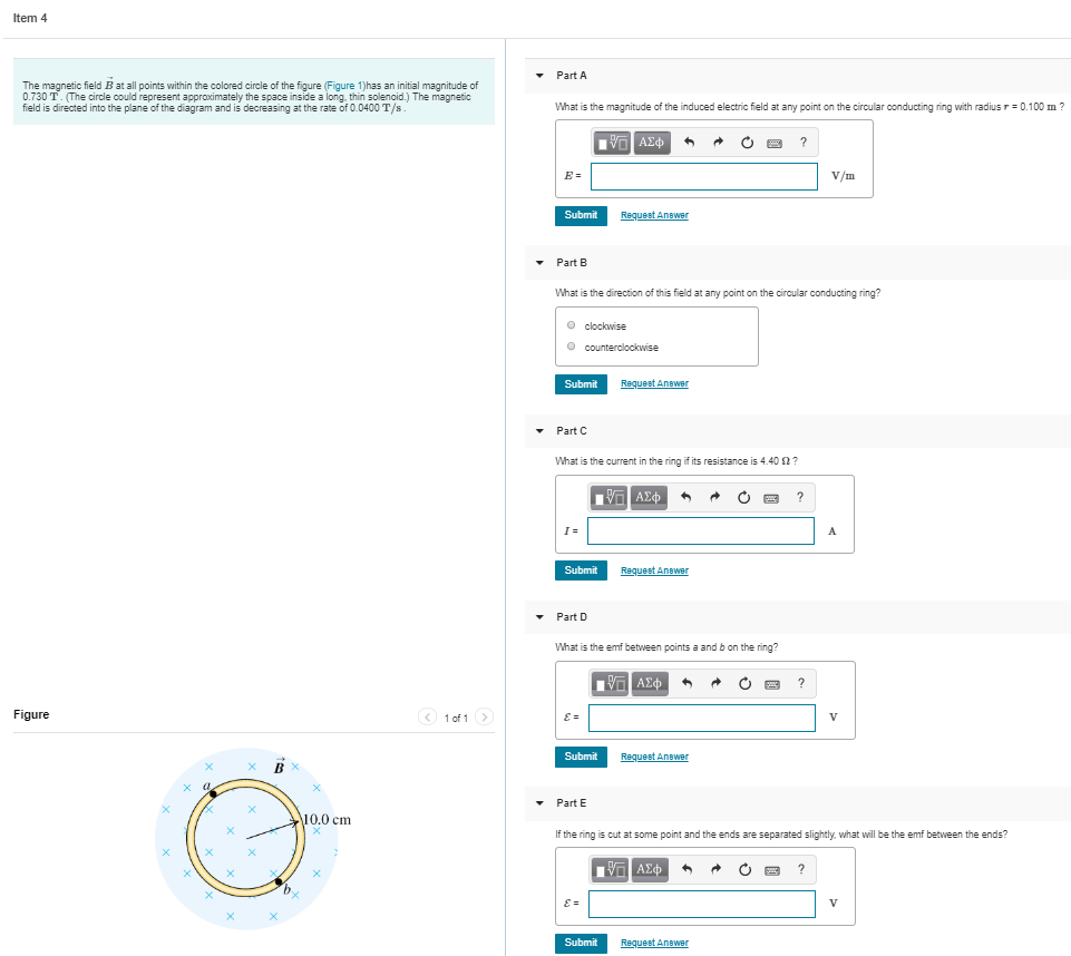 Solved Item 4 Part A The magnetic field B at all points | Chegg.com