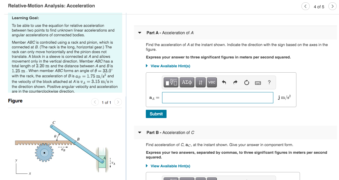 Solved Relative-Motion Analysis: Acceleration 4 Of 5 Part A | Chegg.com