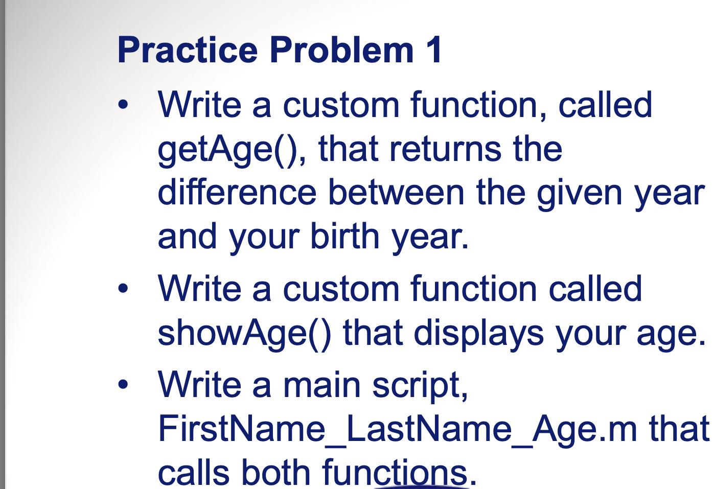 Solved O a Practice Problem 1 Write a custom function, | Chegg.com