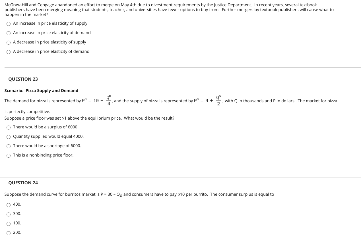 Solved McGraw-Hill and Cengage abandoned an effort to merge | Chegg.com