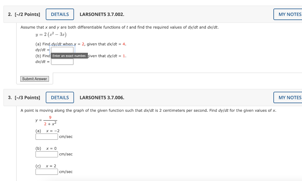 Solved 2 12 Points Details Larsonet5 37002 My Notes 7949