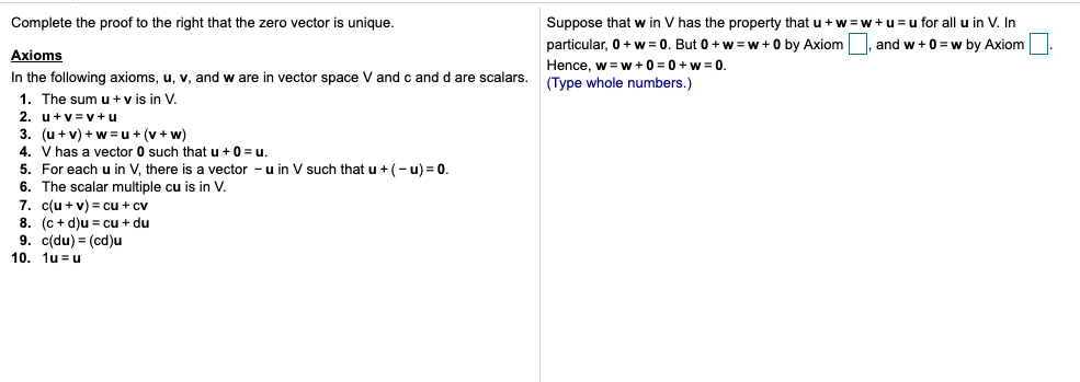 Solved Complete the proof to the right that the zero vector | Chegg.com