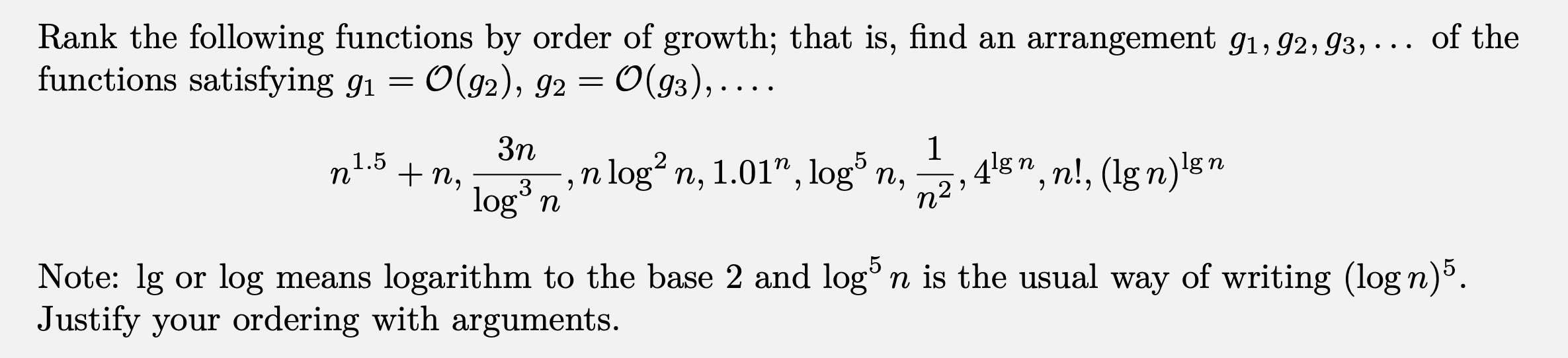Solved Rank the following functions by order of growth; that | Chegg.com