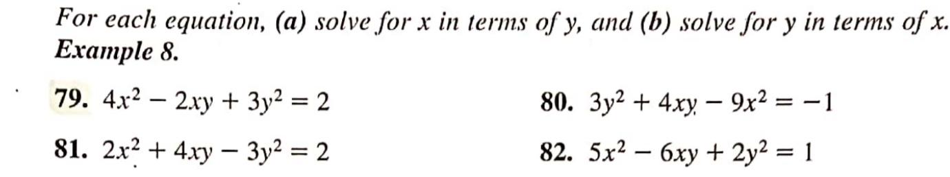 solve one linear equation for y in terms of x