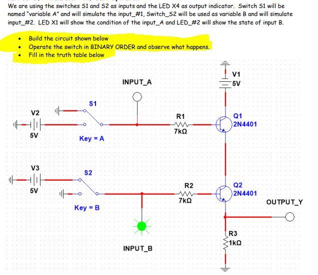 Solved We are using the switches 51 and 52 as inputs and the | Chegg.com