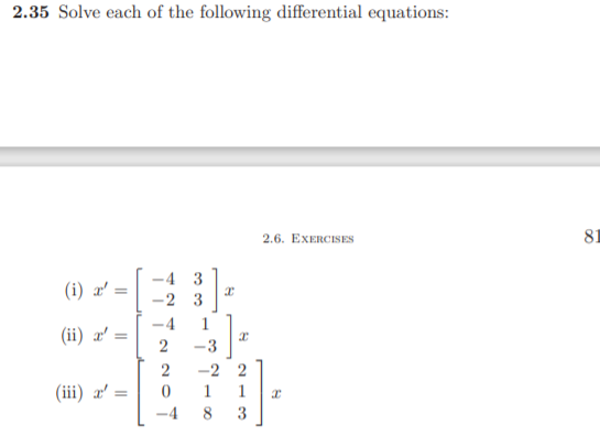 Solved 2.35 Solve each of the following differential | Chegg.com