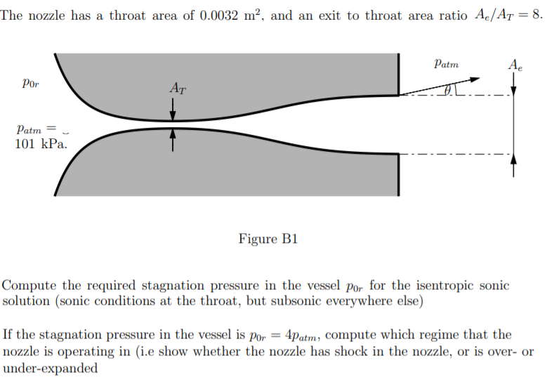 The nozzle has a throat area of 0.0032 m², and an | Chegg.com