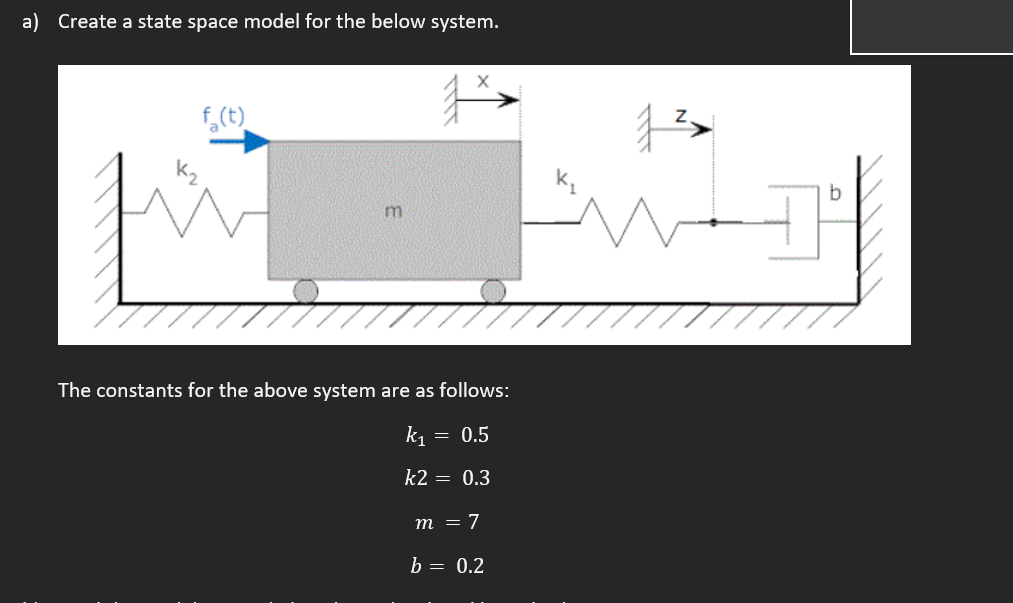 Solved a) Create a state space model for the below system. | Chegg.com