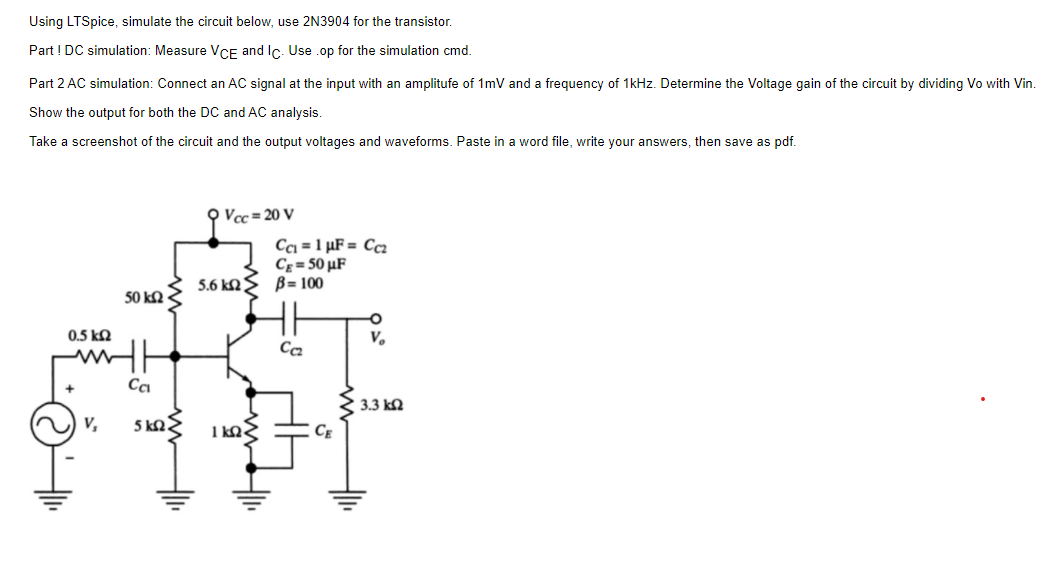 Using LTSpice, Simulate The Circuit Below, Use 2 | Chegg.com