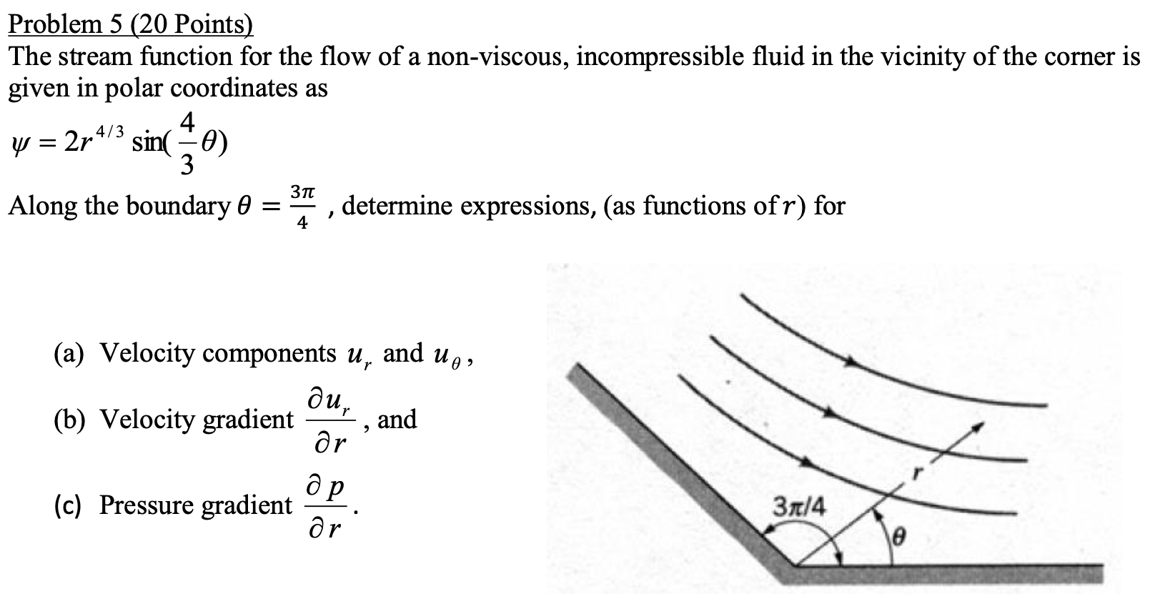 Solved Problem 5 (20 Points) The stream function for the | Chegg.com