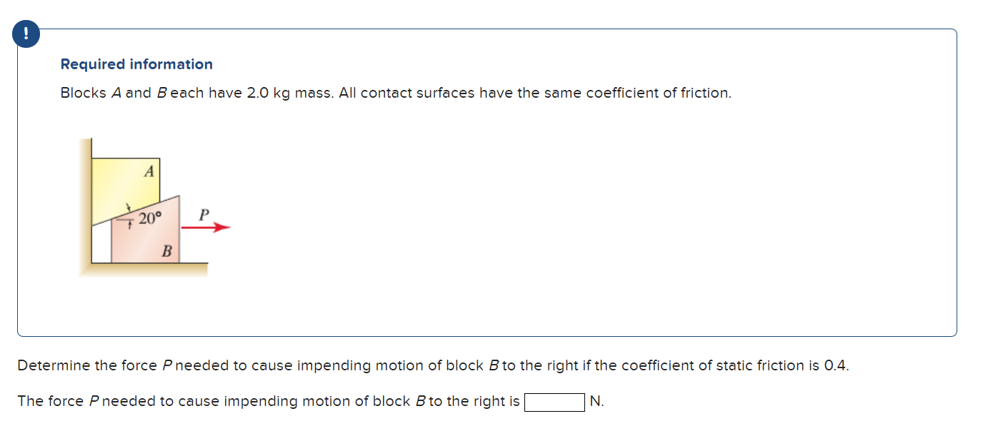 Solved Required Information Blocks A And Beach Have 2 0 Kg Chegg