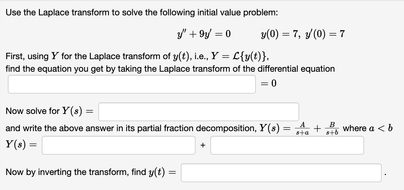 Solved Use the Laplace transform to solve the following | Chegg.com