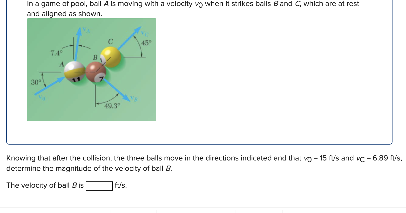 Solved In A Game Of Pool, Ball A Is Moving With A Velocity | Chegg.com