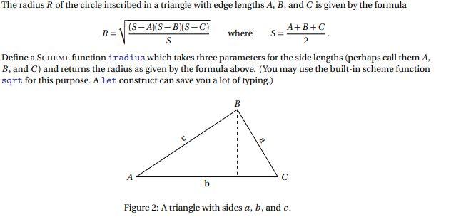 Solved S= The radius R of the circle inscribed in a triangle | Chegg.com