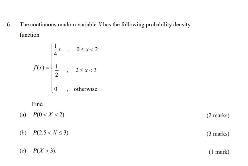 Solved The continuous random variable X has the following | Chegg.com