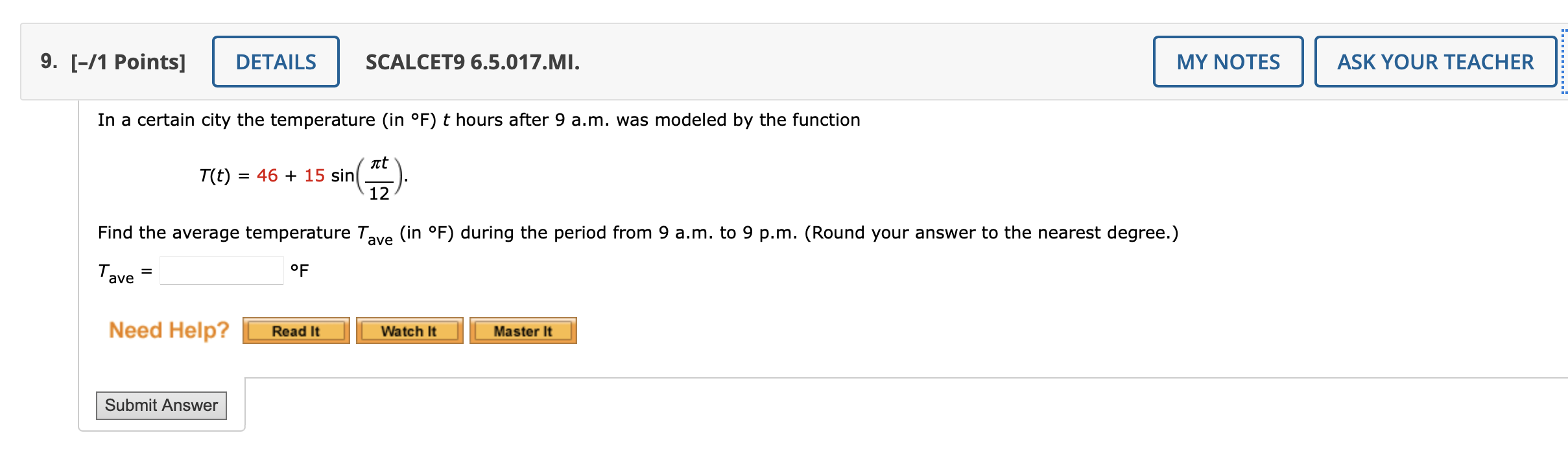 Solved In a certain city the temperature (in ∘F ) t hours | Chegg.com