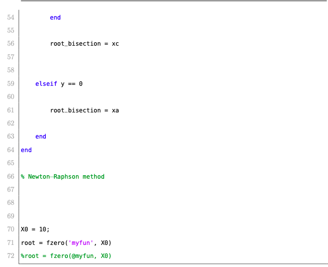 Solved Example_fzero.m 1% Example for fzero 2 % Ye Liu 3 % | Chegg.com