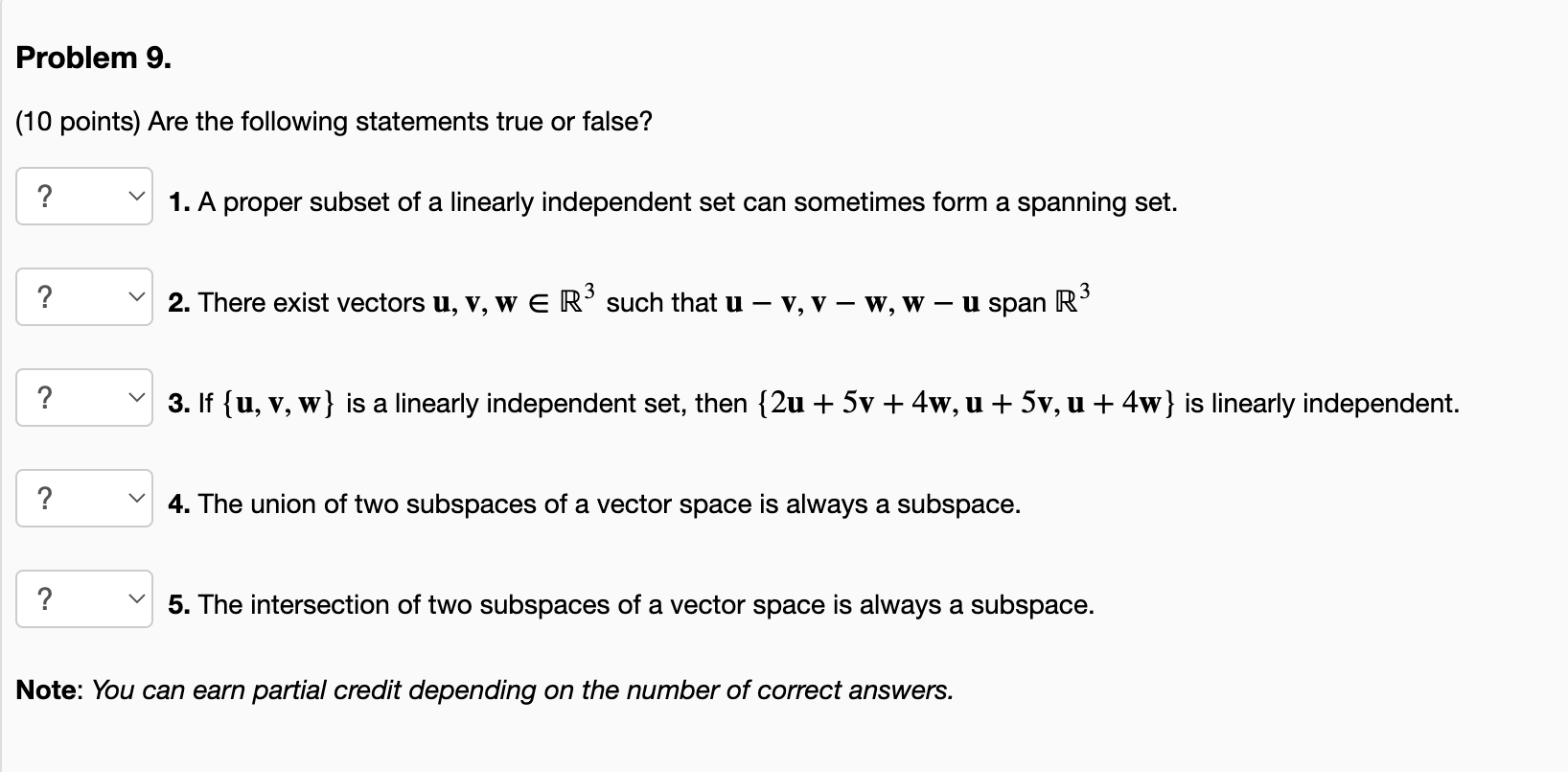 Solved Problem 9. (10 Points) Are The Following Statements | Chegg.com