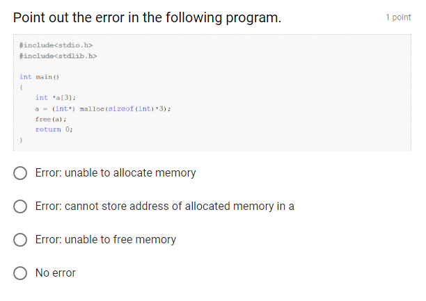 Unable to allocate memory error