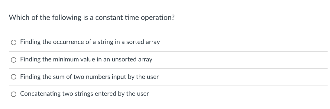 Solved Which of the following is an example of constant time | Chegg.com