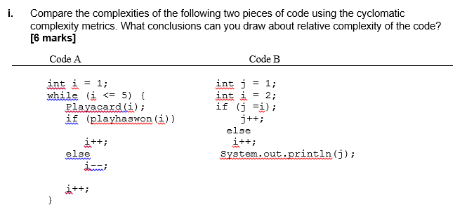 Solved i. Compare the complexities of the following two | Chegg.com