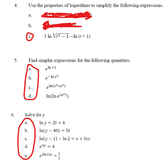 Solved 4. Use the properties of logarithms to simplify the | Chegg.com