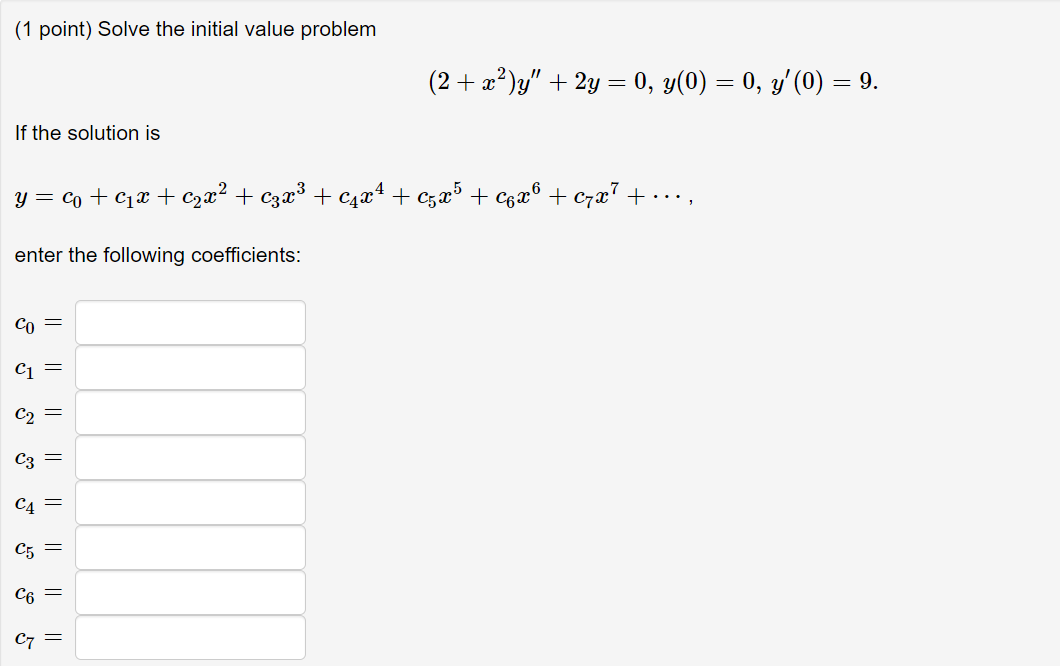 Solved (1 point) Solve the initial value problem (2 + x)y