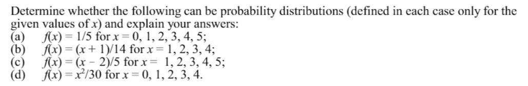 Solved Determine whether the following can be probability | Chegg.com