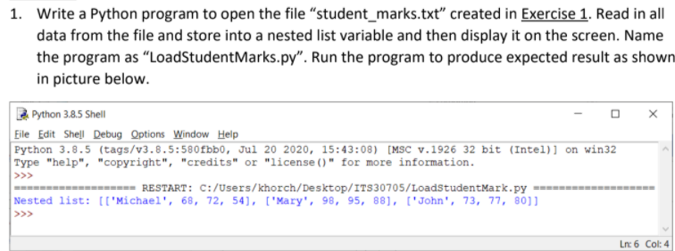 Solved 1. Write a Python program to open the file | Chegg.com