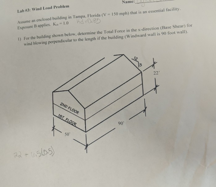 Solved Name: Lab #3: Wind Load Problem Assume an enclosed | Chegg.com