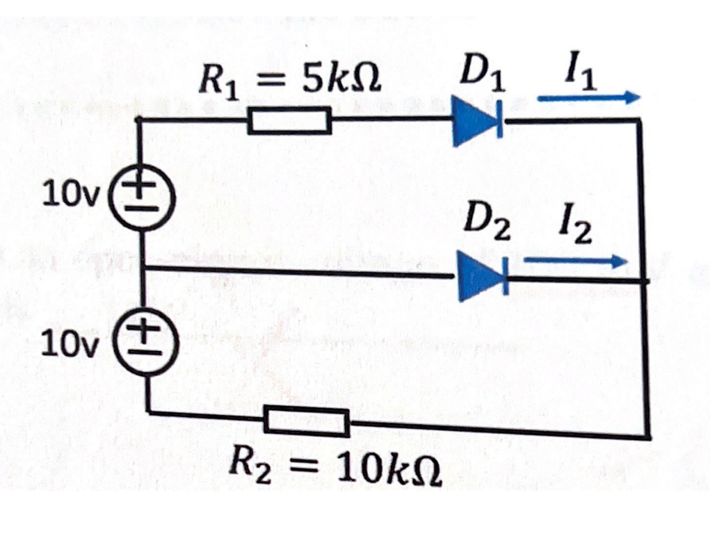 Solved In The Following Circuit, We Assume That Two Diodes | Chegg.com