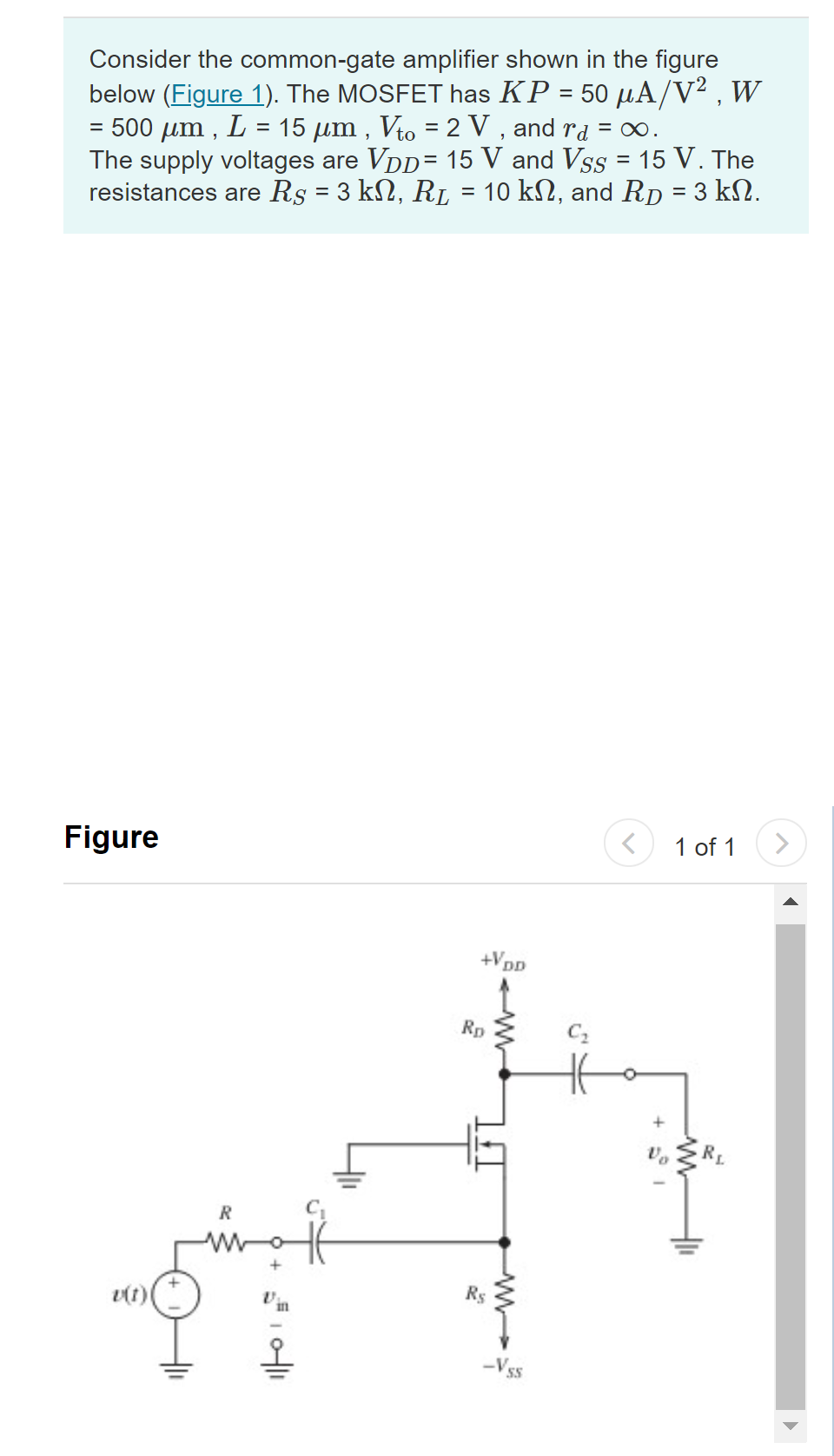 Solved = Consider The Common-gate Amplifier Shown In The | Chegg.com