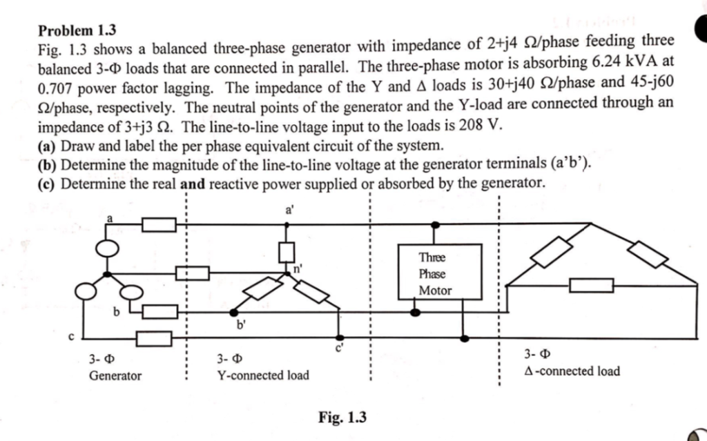 Solved Problem 1.3 Fig. 1.3 shows a balanced three-phase | Chegg.com