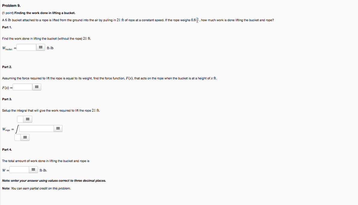 Solved Problem 9. (1 Point) Finding The Work Done In Lifting | Chegg.com