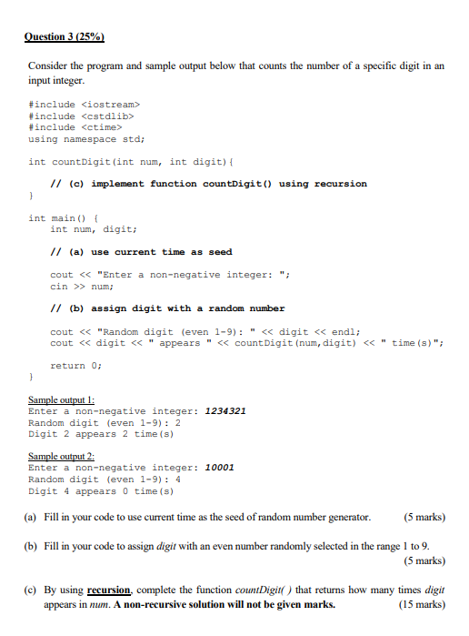 Solved Question 3 (25%) Consider the program and sample | Chegg.com