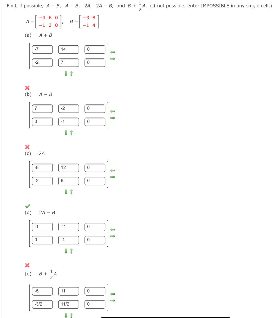 Solved Find, If Possible, A + B, A - B, 2A, 2A – B, And B + | Chegg.com