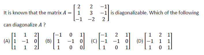 Solved It is known that the matrix A = 2 1 1-1 2 3 -2 -1] -1 | Chegg.com
